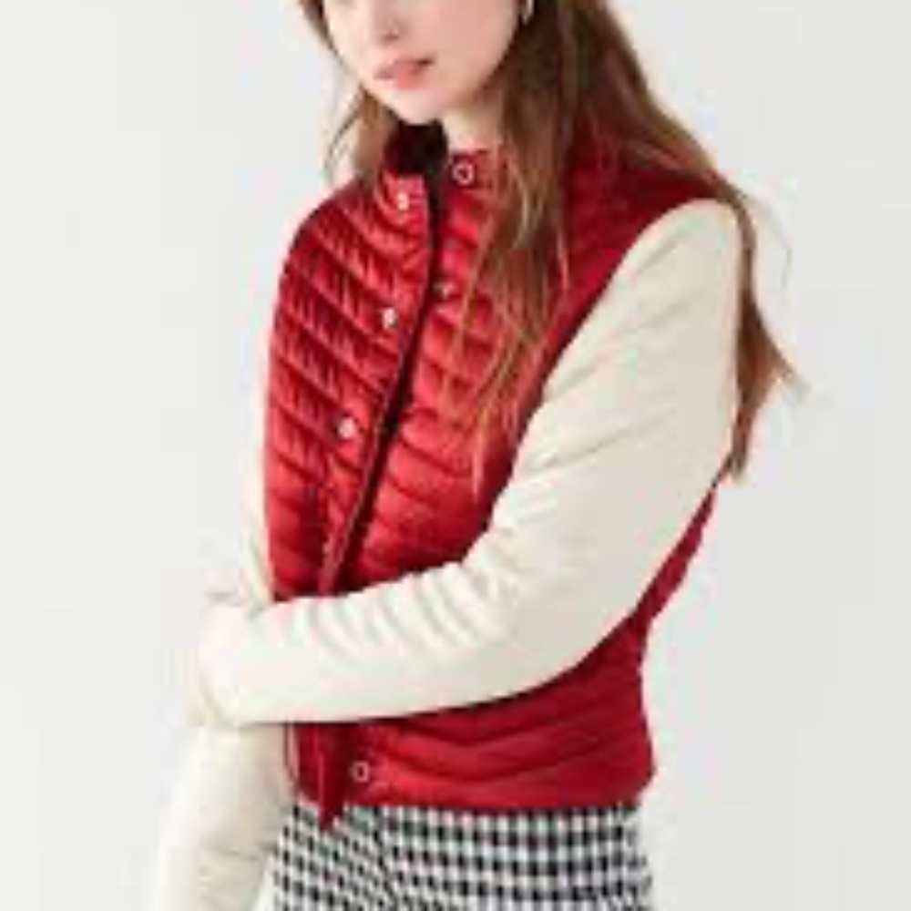 NWT URBAN Outfitters Retro Bomber Quilted Silk Jacket Button Snaps